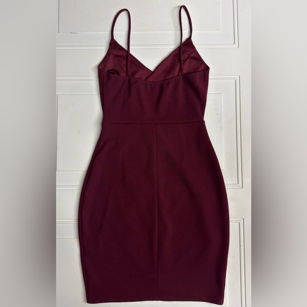 Lulus Women’s Sz S Forever Your Girl Maroon Plum Ruched Slip Mini Dress - Picture 5 of 5